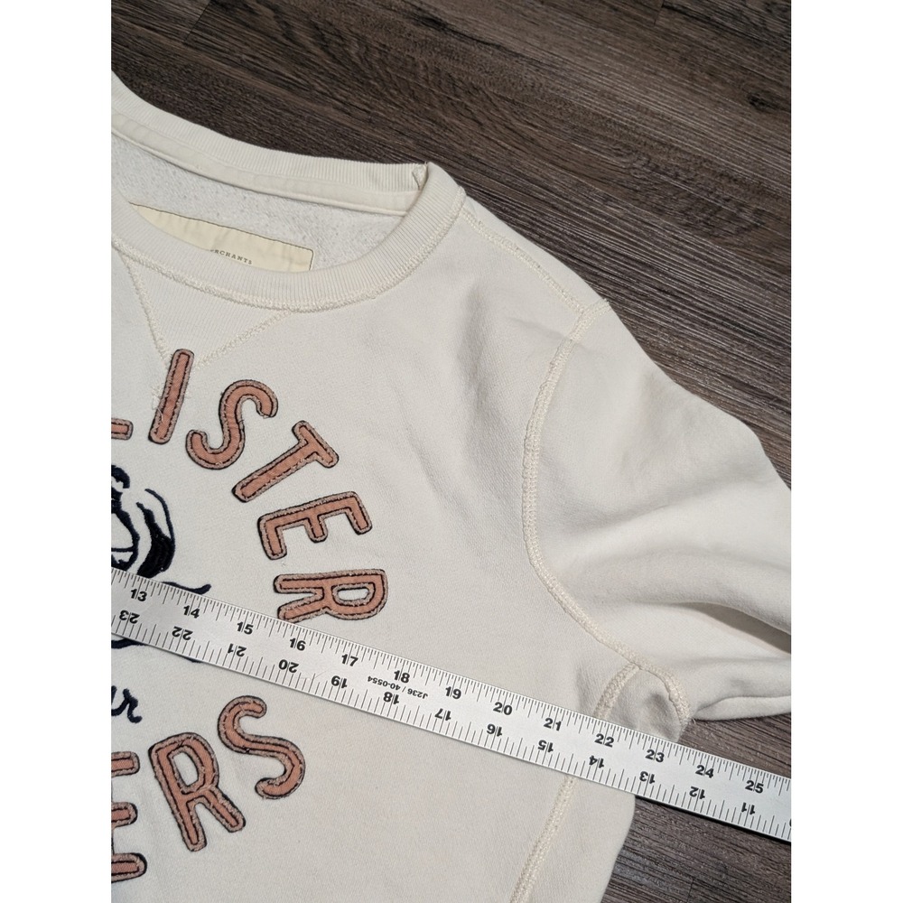Hollister Surfers Del Mar Crewneck‎ Sweatshirt Cream Graphic Pullover Mens Large - Picture 5 of 5
